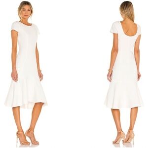 Amanda Uprichard Revolve Dress S Fit Flare Flounce Wedding Bridal Ivory Evalina